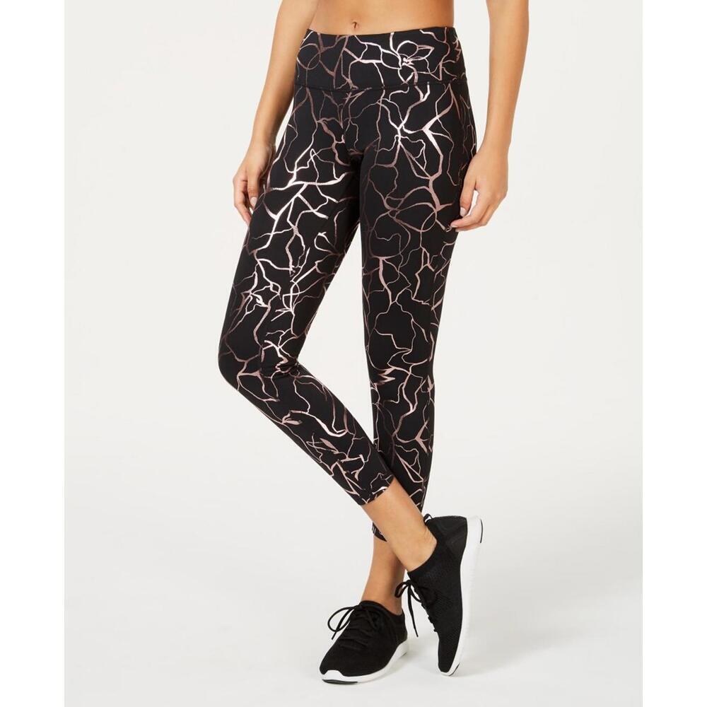 Ideology Womens Activewear Metallic Print Cropped Leggings Size XS